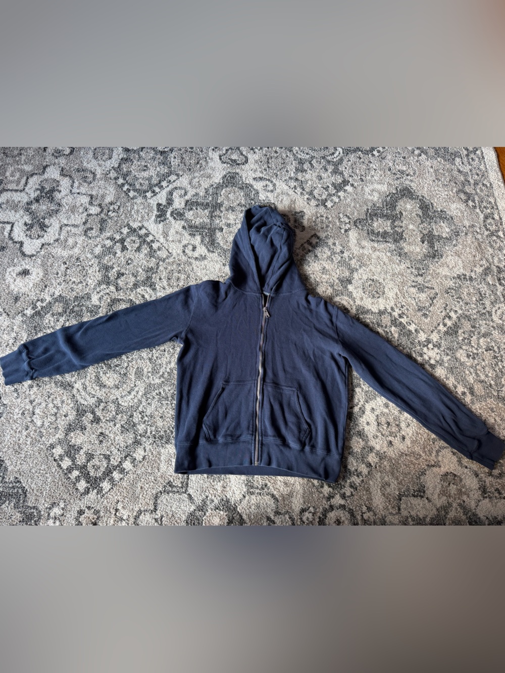 Navy Zip-Up Hooded Brandy Melville Sweatshirt